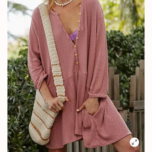 Free People Beach Blossom Button Up T- Shirt Dress - Size XS - Picture 1 of 5
